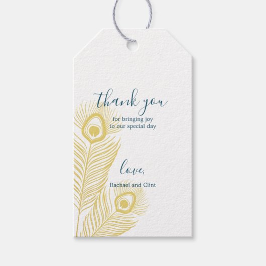 エレガント金ゴールドピーコック結婚の感謝のギフトラベル ギフトタグ (正面)
