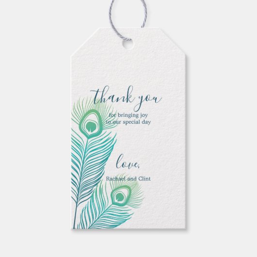 エレガント金ゴールドピーコック結婚の感謝のギフトラベル ギフトタグ (正面)