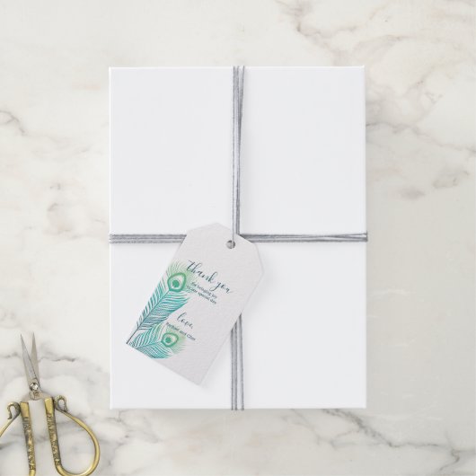 エレガント金ゴールドピーコック結婚の感謝のギフトラベル ギフトタグ (より糸付き)