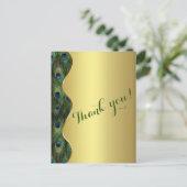 エレガント金ゴールドピーコッ結婚クの感謝 ポストカード (スタンド正面)