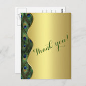 エレガント金ゴールドピーコッ結婚クの感謝 ポストカード (正面/裏面)