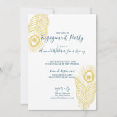 エレガント金ゴールドピーコ結婚ック婚約パーティ 招待状 (正面)