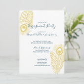 エレガント金ゴールドピーコ結婚ック婚約パーティ 招待状 (スタンド正面)