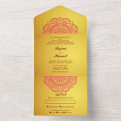 エレガント金ゴールドピ結婚ンク(環境は不要)すべて入力 オールインワン招待状 (内側)