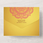 エレガント金ゴールドピ結婚ンク(環境は不要)すべて入力 オールインワン招待状 (裏面)