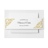 エレガント金ゴールドフィリ結婚グリー 招待状ベリーバンド (正面例)