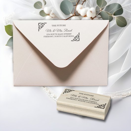 エレガント金ゴールドフィ結婚リグリー差出人住所 ラバースタンプ