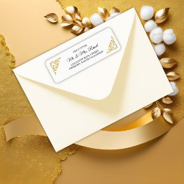 エレガント金ゴールドフィ結婚リグリー差出人住所 ラベル