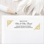 エレガント金ゴールドフィ結婚リグリー差出人住所 ラベル (インサイチュ)