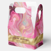 エレガント金ゴールドフェイクとピンクの大理石の好意ボックス フェイバーボックス (オープン)