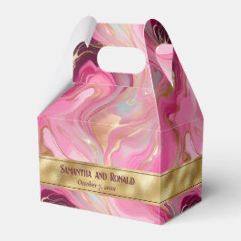 エレガント金ゴールドフェイクとピンクの大理石の好意ボックス フェイバーボックス