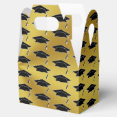 エレガント金ゴールドフェイクとブラックキャップ卒業パーティー フェイバーボックス (オープン)