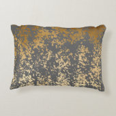 エレガント金ゴールドフェイクと灰色の筆跡 アクセントクッション (裏面)