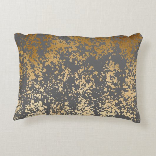 エレガント金ゴールドフェイクと灰色の筆跡 アクセントクッション (裏面)