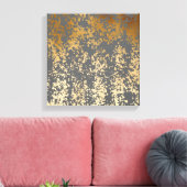 エレガント金ゴールドフェイクと灰色の筆跡 キャンバスプリント (インサイチュ (リビング))