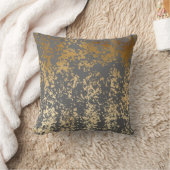 エレガント金ゴールドフェイクと灰色の筆跡 クッション (ブランケット)