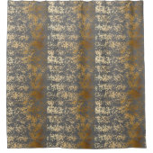 エレガント金ゴールドフェイクと灰色の筆跡 シャワーカーテン (正面)