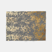 エレガント金ゴールドフェイクと灰色の筆跡 フリースブランケット (正面(横))