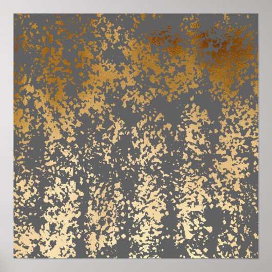 エレガント金ゴールドフェイクと灰色の筆跡 ポスター (正面)