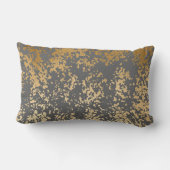 エレガント金ゴールドフェイクと灰色の筆跡 ランバークッション (裏面)