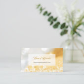 エレガント金ゴールドフェイクと銀グリッター《写真》ぼけ味スパークル 名刺 (スタンド正面)