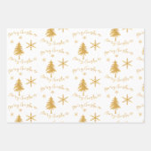 エレガント金ゴールドフェイククリスマスツリーのパターン贈り物 ラッピングペーパーシート (正面2)