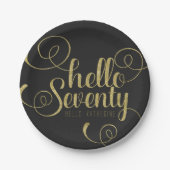 エレガント金ゴールドフェイクグリッターハローセブンプレート ペーパープレート (正面)