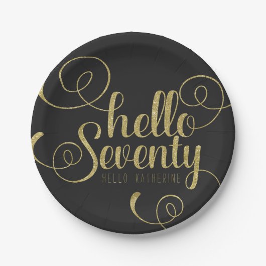 エレガント金ゴールドフェイクグリッターハローセブンプレート ペーパープレート (正面)