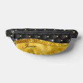エレガント金ゴールドフェイクグリッターブラックダイヤモンドモノグラム ファニーパック (レイダウン)