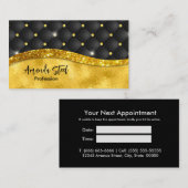 エレガント金ゴールドフェイクグリッターブラックダイヤモンドモノグラム 予約カード (正面/裏面)