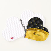 エレガント金ゴールドフェイクグリッターブラックダイヤモンドモノグラムN ノートブック (内部)