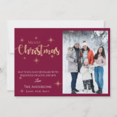 エレガント金ゴールドフェイクグリッターメリークリスマスフォト シーズンカード (正面)