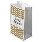 エレガント金ゴールドフェイクグリッターメリークリスマス スモールペーパーバッグ (正面アングル)