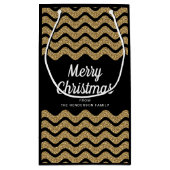 エレガント金ゴールドフェイクグリッターメリークリスマス スモールペーパーバッグ (裏面)