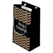 エレガント金ゴールドフェイクグリッターメリークリスマス スモールペーパーバッグ (裏面アングル)