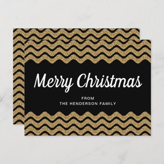 エレガント金ゴールドフェイクグリッターメリークリスマス ポストカード (正面/裏面)