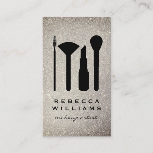 エレガント金ゴールドフェイクグリッター化粧設定 名刺 (正面)