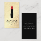 エレガント金ゴールドフェイクグリッター口紅 名刺 (正面/裏面)