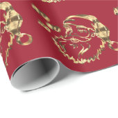 エレガント金ゴールドフェイクサンタクロース神父クリスマスレッド ラッピングペーパー (ロールコーナー)