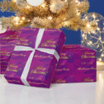 エレガント金ゴールドフェイクスクリプトMerry Christmas Purple ラッピングペーパー<br><div class="desc">エレガント金ゴールドフェイクスクリプトメリークリスマスパープルクリスマスギフトラッピング紙</div>