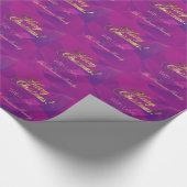 エレガント金ゴールドフェイクスクリプトMerry Christmas Purple ラッピングペーパー (角)