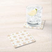 エレガント金ゴールドフェイクスノーフレーク スクエアペーパーコースター (インサイチュ)