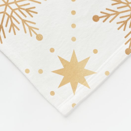 エレガント金ゴールドフェイクスノーフレーク フリースブランケット (角)