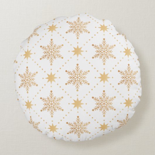 エレガント金ゴールドフェイクスノーフレーク ラウンドクッション (裏面)