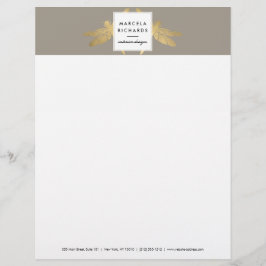 エレガント金ゴールドフェイクドラゴンフライデュオオンタウペ レターヘッド