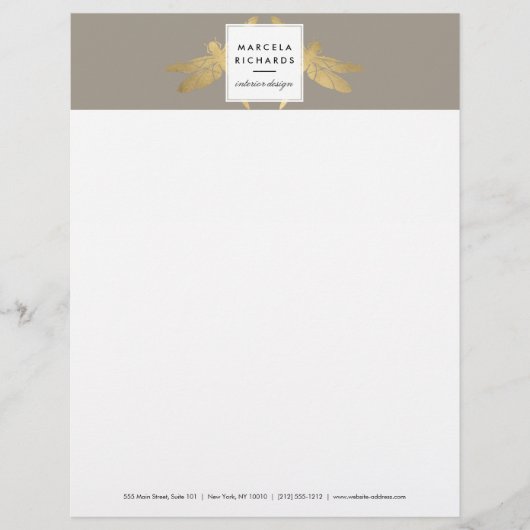 エレガント金ゴールドフェイクドラゴンフライデュオオンタウペ レターヘッド (正面)