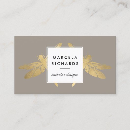 エレガント金ゴールドフェイクドラゴンフライデュオオンタウペ 名刺 (正面)