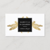 エレガント金ゴールドフェイクドラゴンフライ 名刺 (正面)