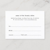 エレガント金ゴールドフェイクハート美しいギフト証明書 割引カード (裏面)