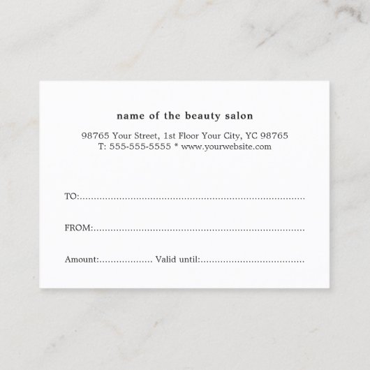 エレガント金ゴールドフェイクハート美しいギフト証明書 割引カード (裏面)